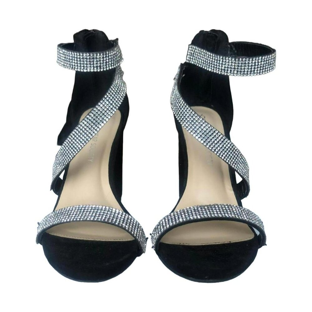 Black Rhinestone Strappy Heels - Picture 5 of 8